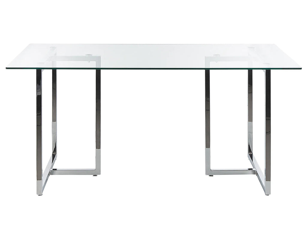 Dining Table ENVIA Silver 160 cm 90 cm Tempered Glass