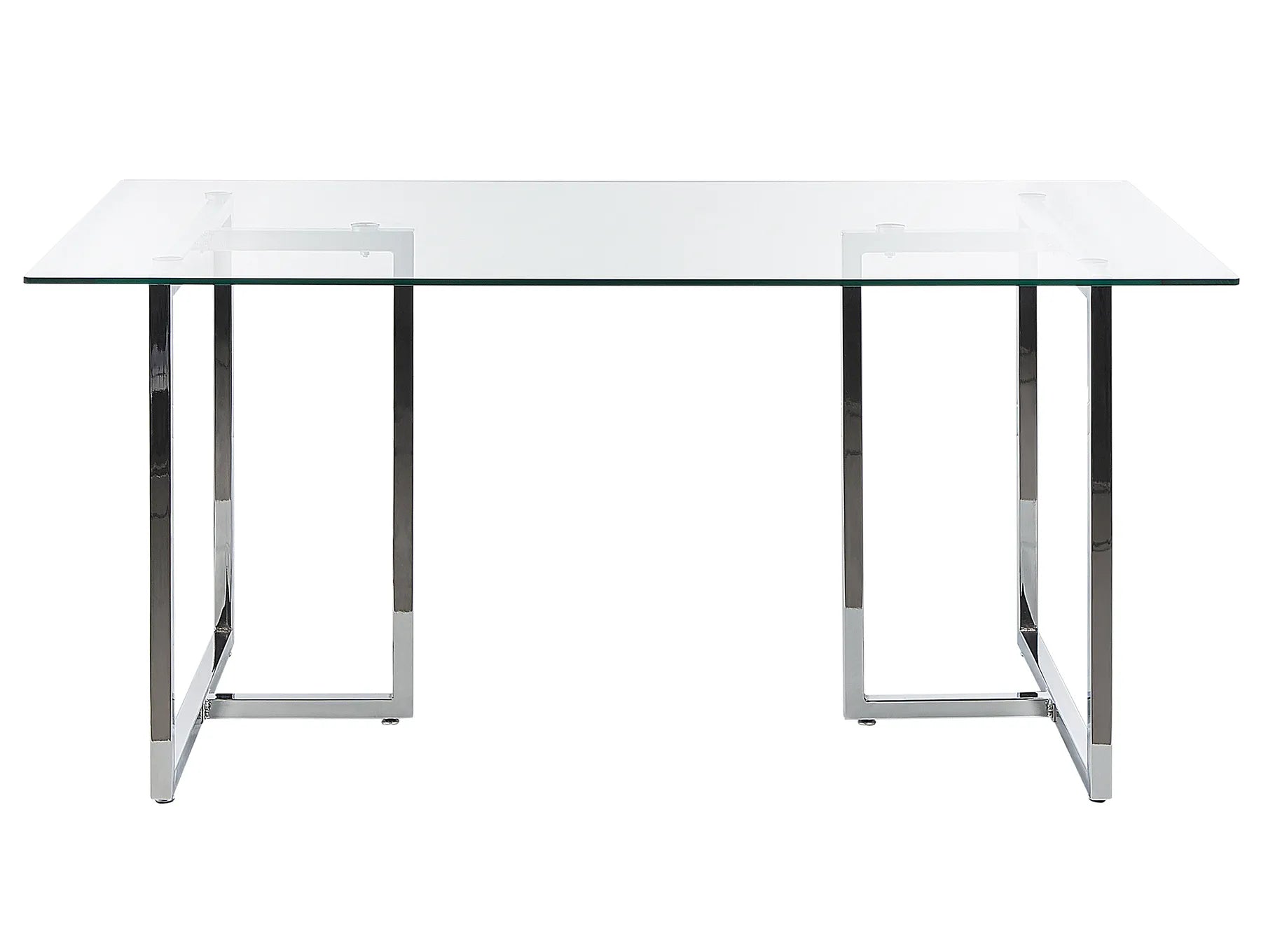 Dining Table ENVIA Silver 160 cm 90 cm Tempered Glass