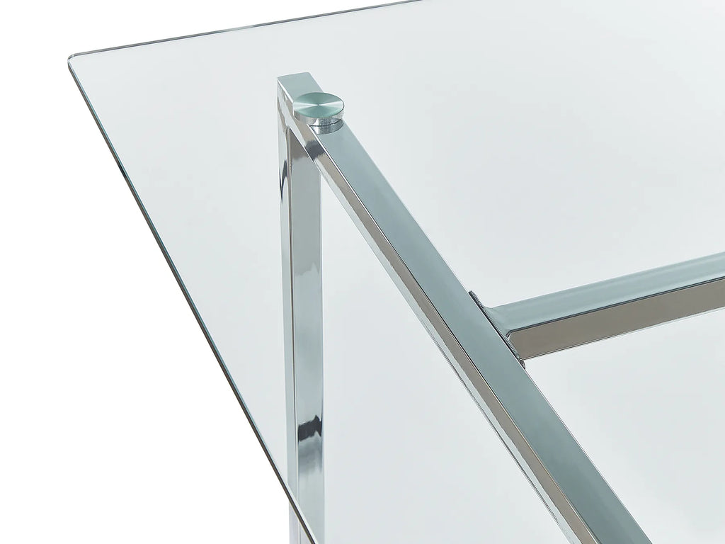 Dining Table ENVIA Silver 160 cm 90 cm Tempered Glass