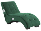 Chaise Longue SIMORRE Velvet Emerald Green with Built-In Bluetooth Speaker