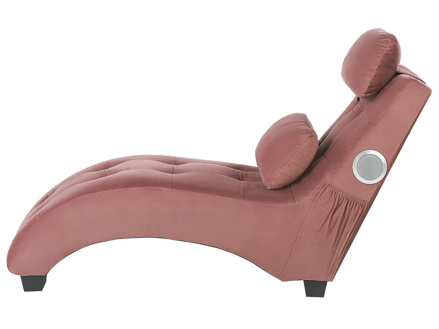Chaise Longue SIMORRE Velvet Pastel Pink with Built-In Bluetooth Speaker