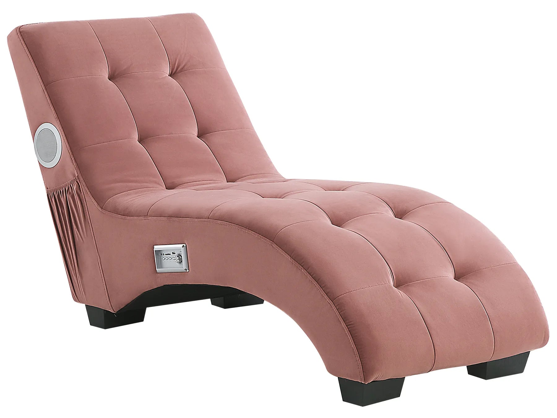 Chaise Longue SIMORRE Velvet Pastel Pink with Built-In Bluetooth Speaker
