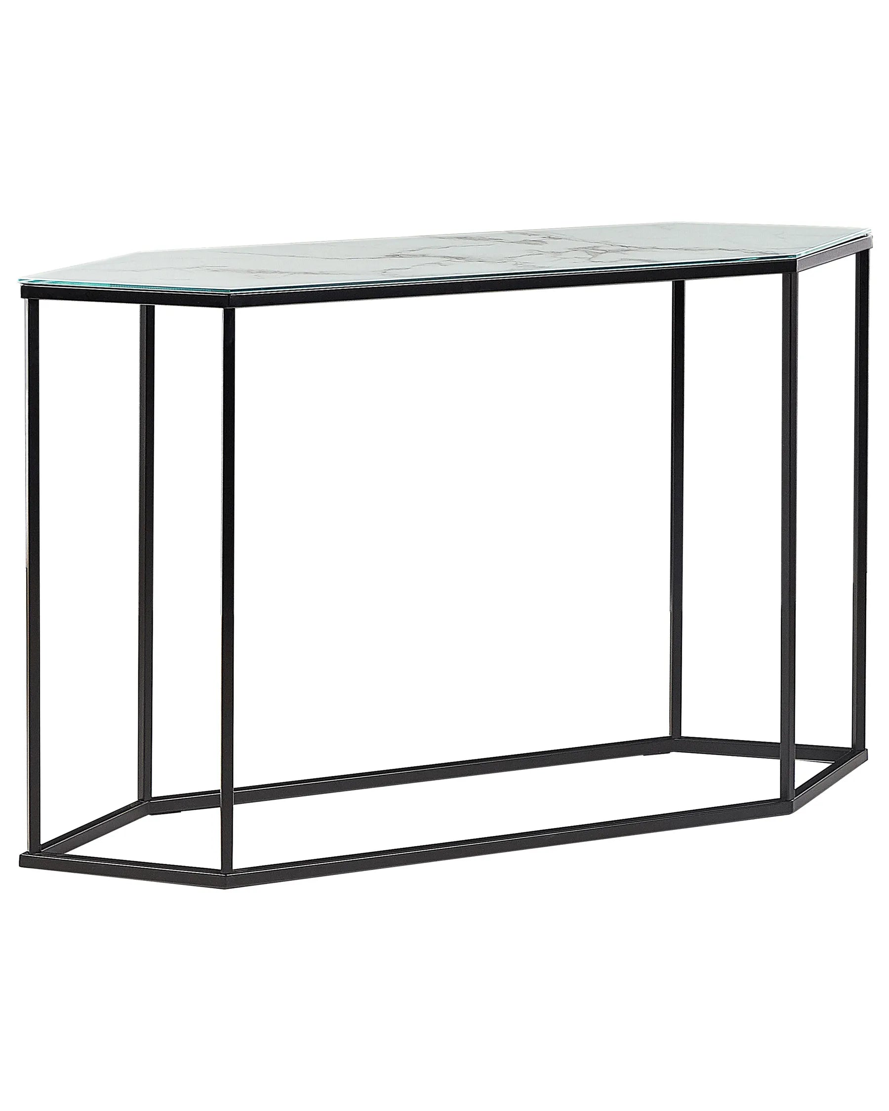 Console Table PERRIN Tempered Glass Marble/ Black