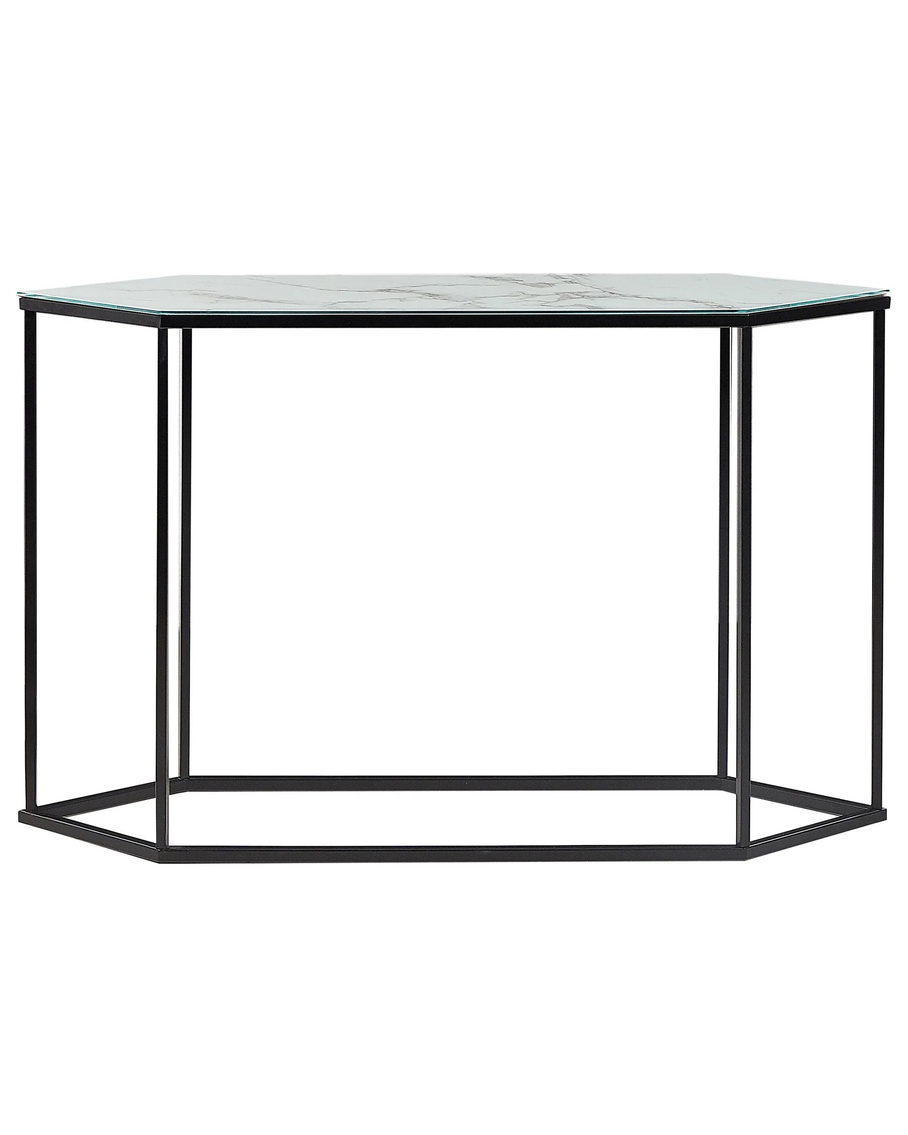 Console Table PERRIN Tempered Glass Marble/ Black