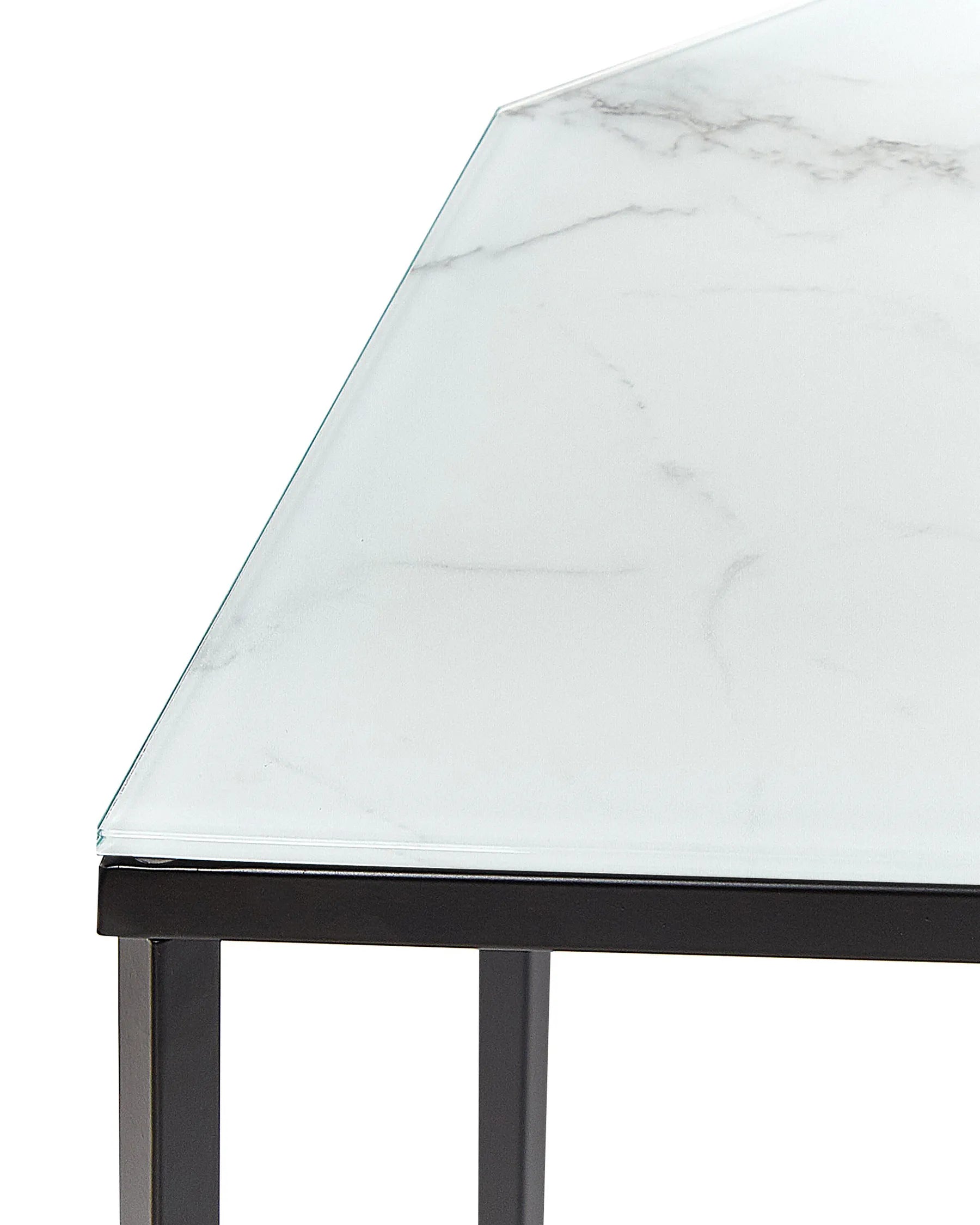 Console Table PERRIN Tempered Glass Marble/ Black