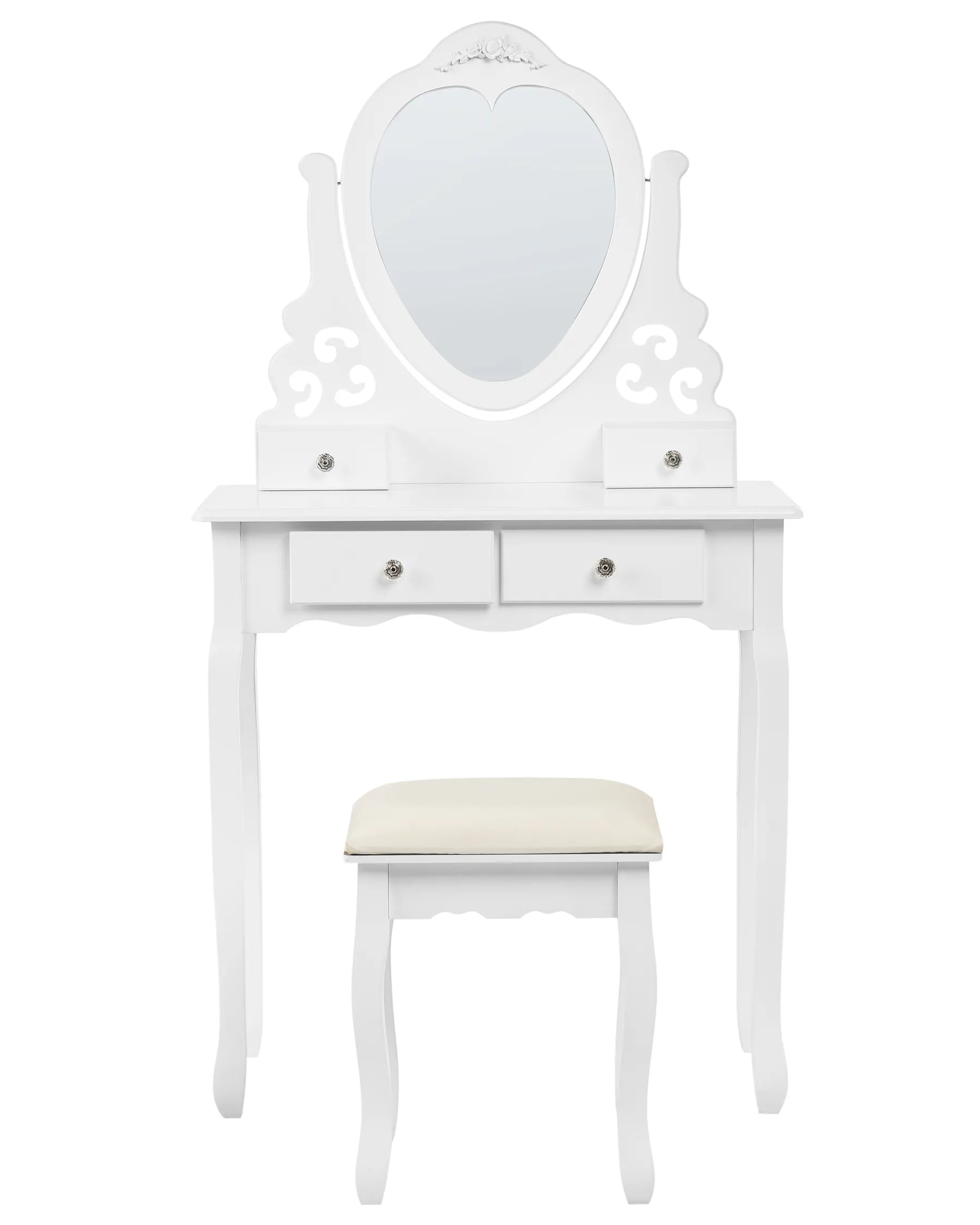 Dressing Table with Mirror and Stool DIVA White