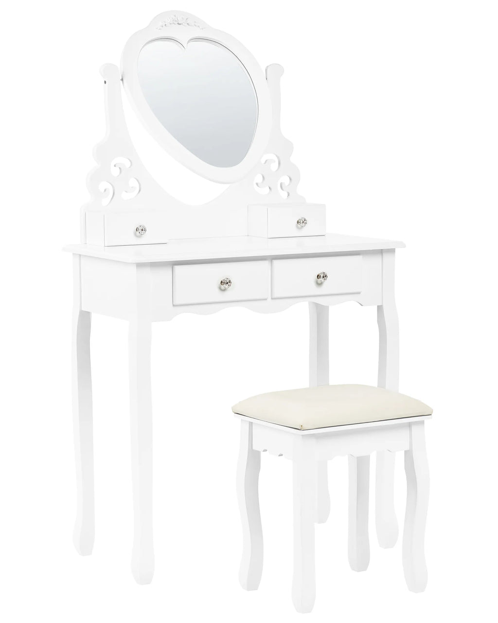 Dressing Table with Mirror and Stool DIVA White