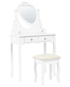 Dressing Table with Mirror and Stool DIVA White