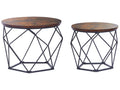 Set of 2 Coffee Tables BRUNI Brown/ Black