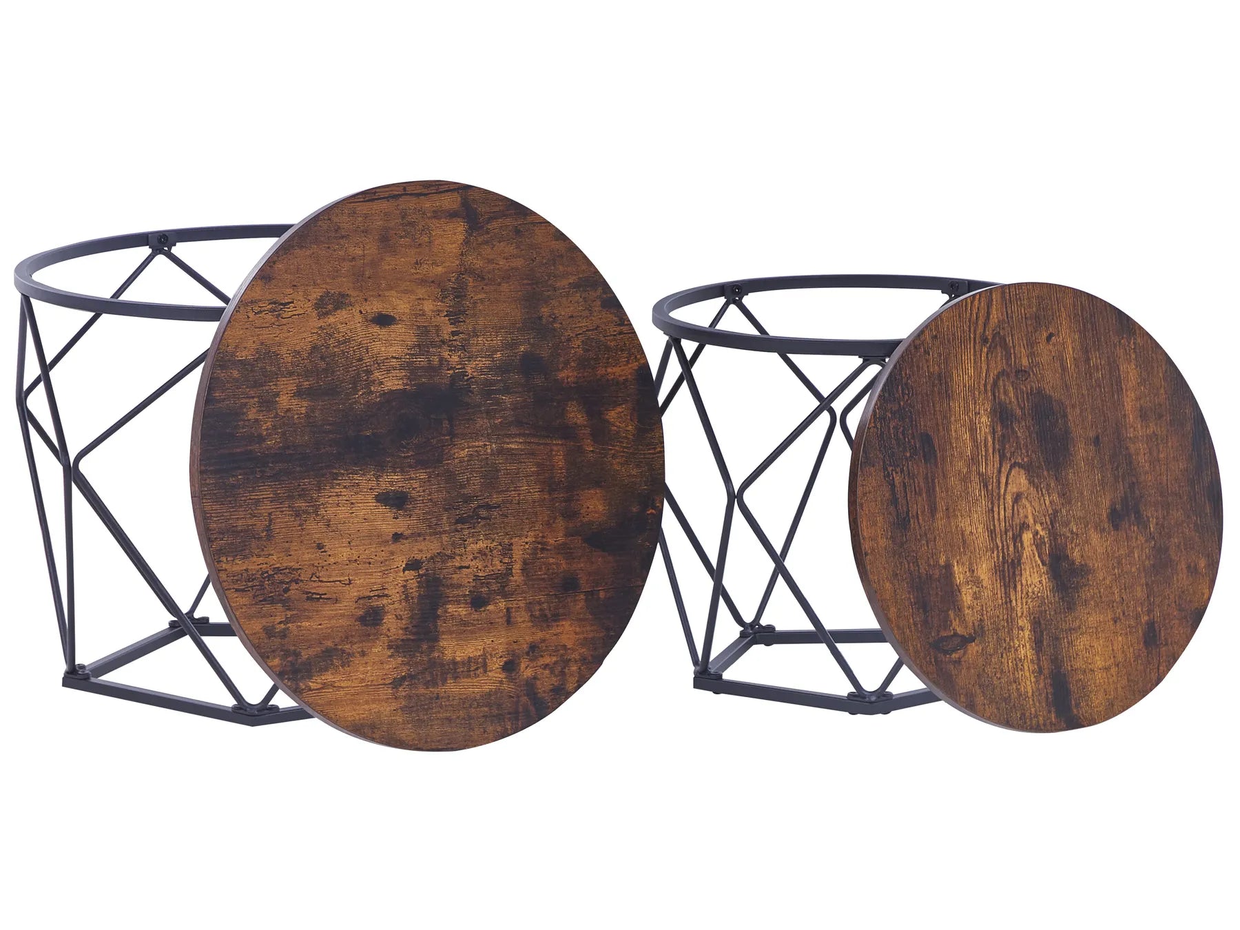 Set of 2 Coffee Tables BRUNI Brown/ Black