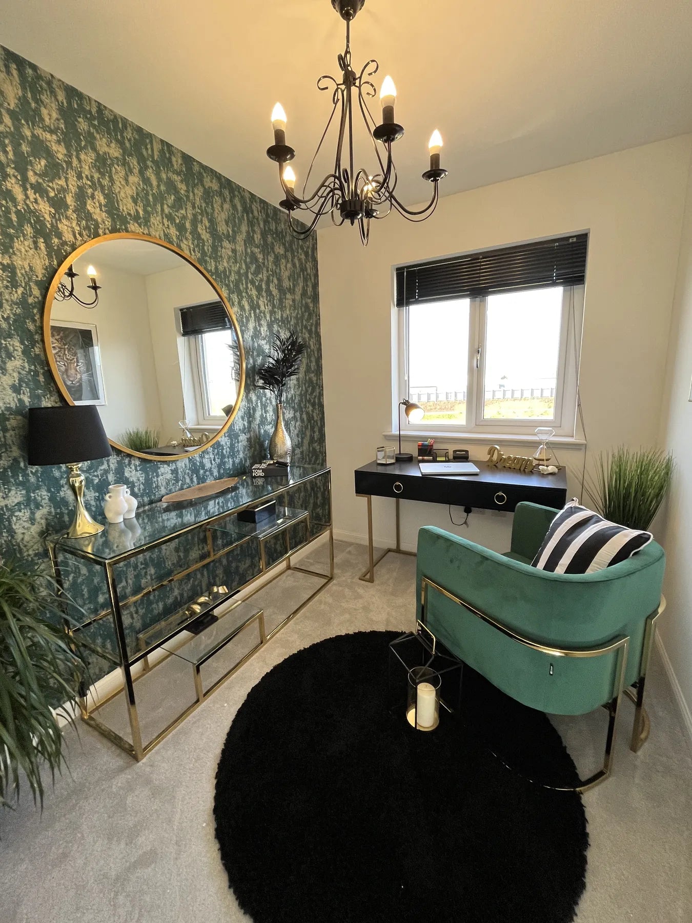 Console Table Home Office Desk WESTPORT Black/ Gold 115 cm 50 cm with Storage