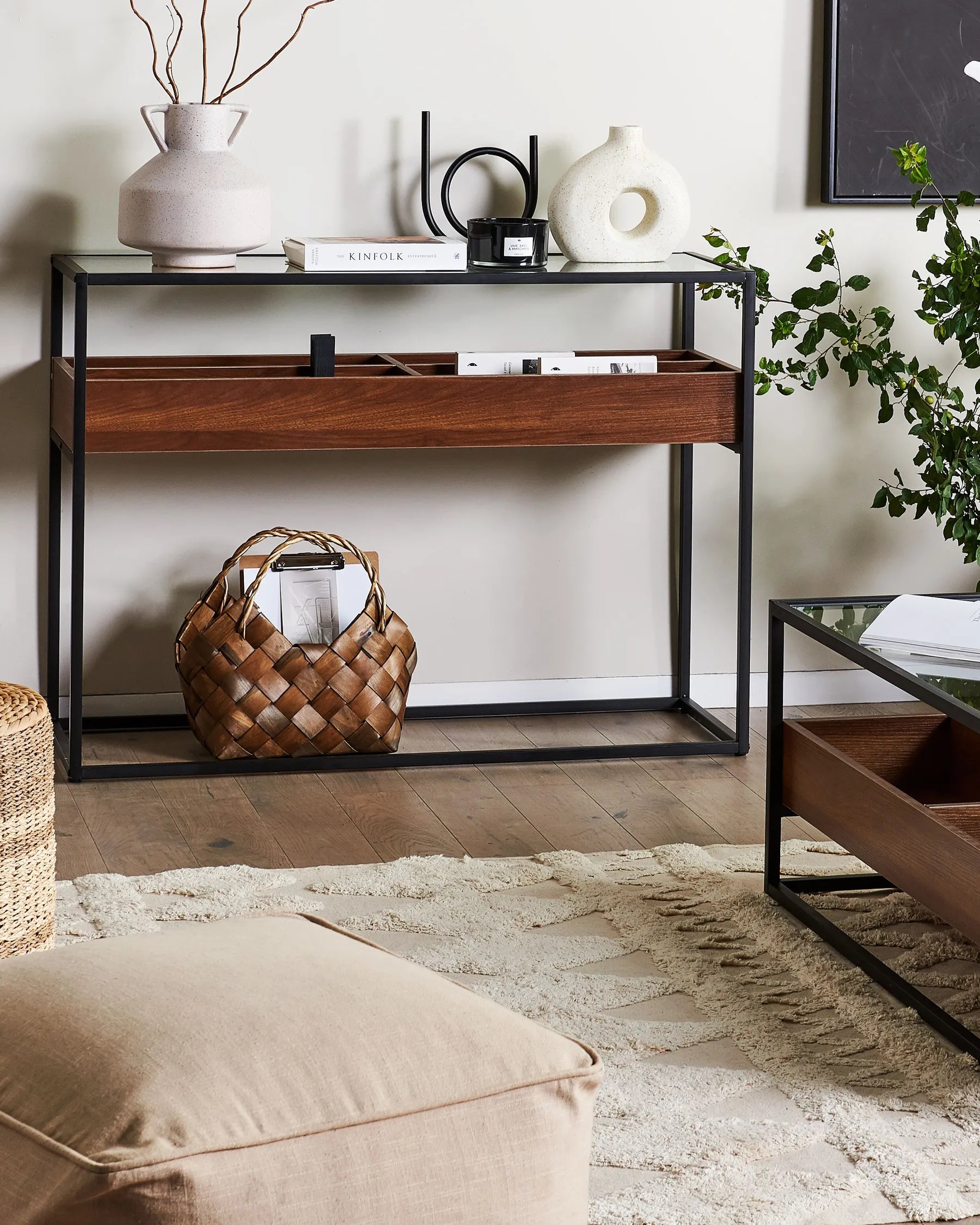 Console Table WACO Tempered Glass Black