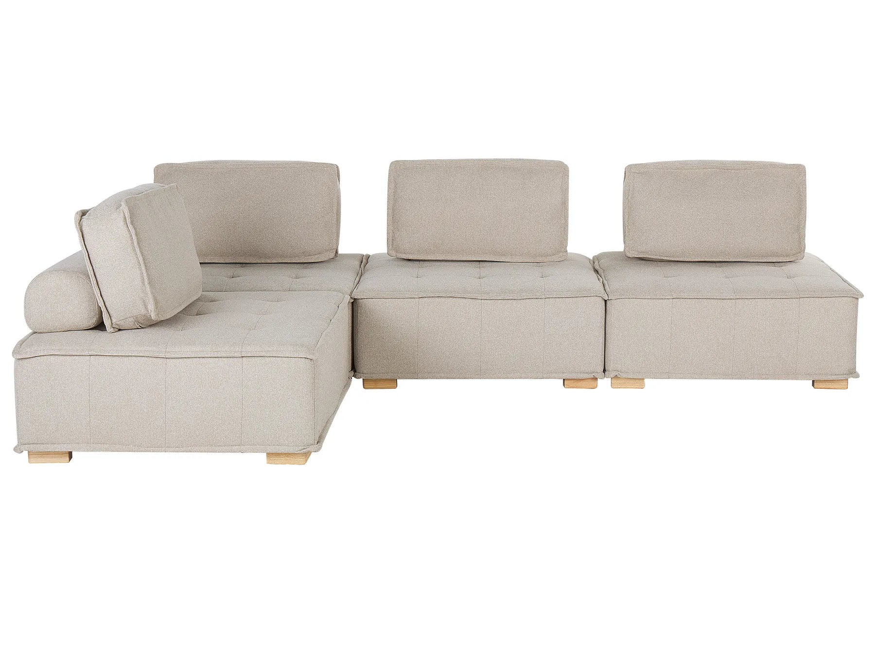 Modular Corner Sofa 4 Seater TIBRO Fabric Light Beige Right Hand
