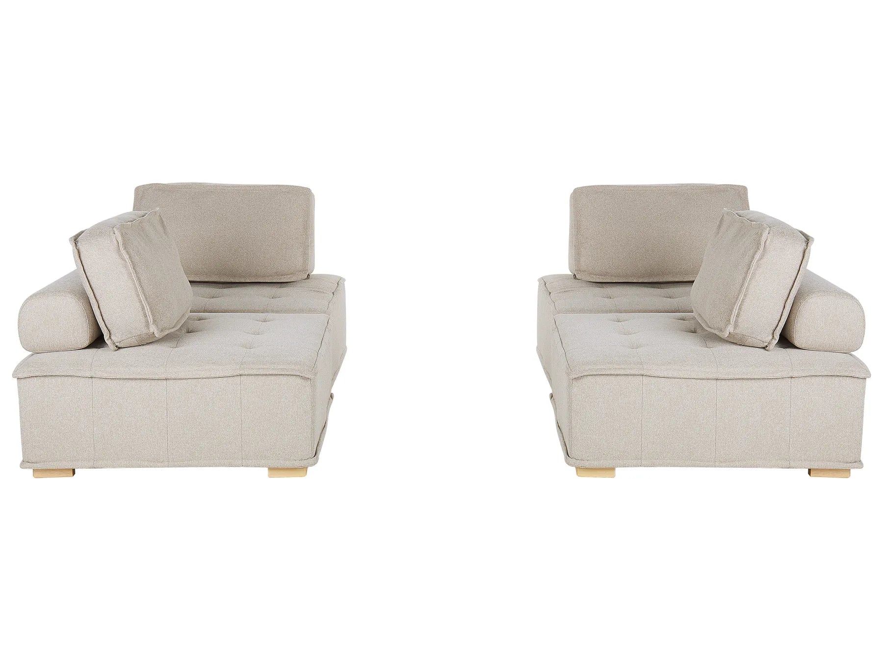 Modular Living Room Set 4 Seater TIBRO Fabric Light Beige