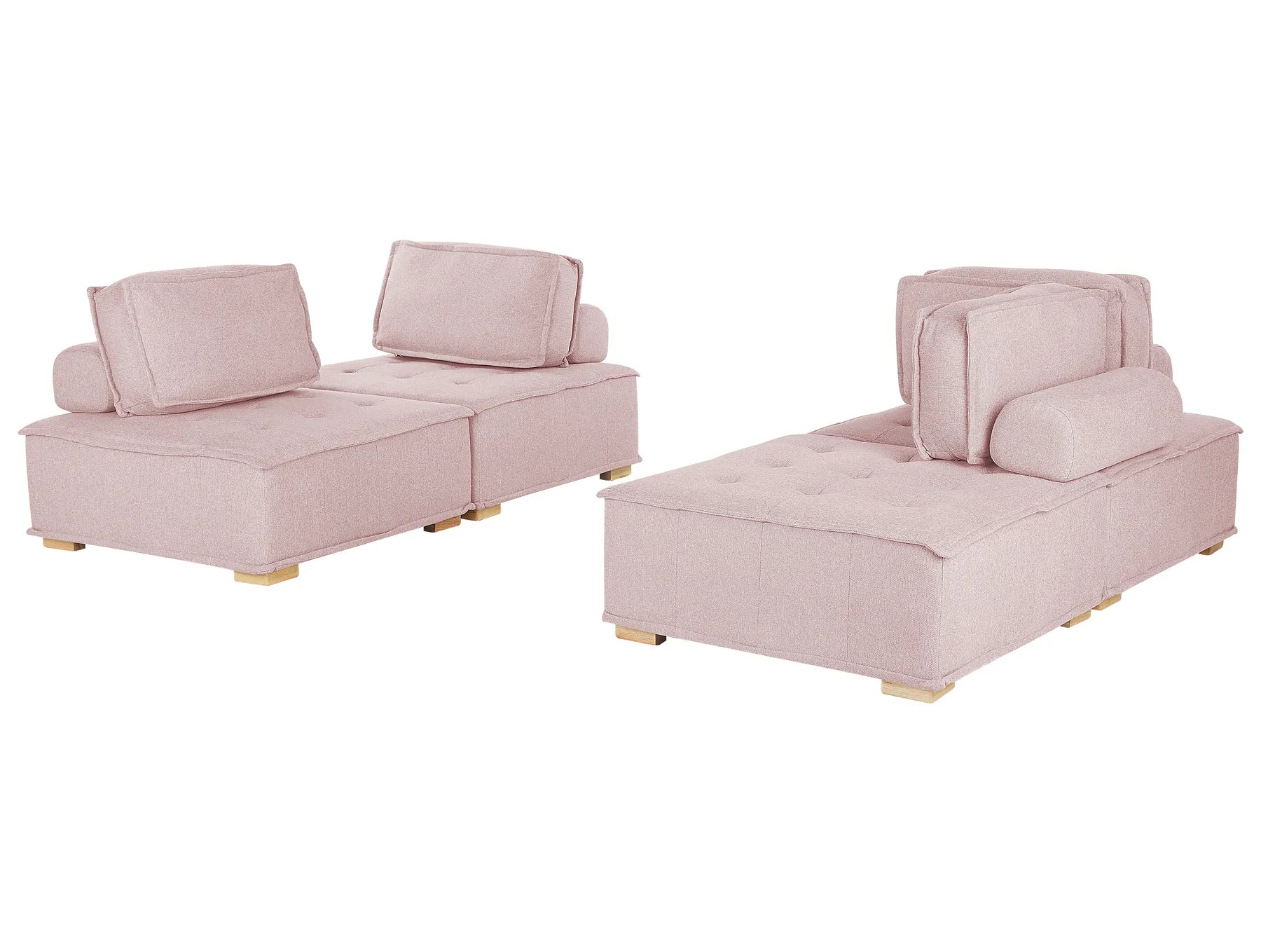 Modular Living Room Set 4 Seater TIBRO Fabric Pink