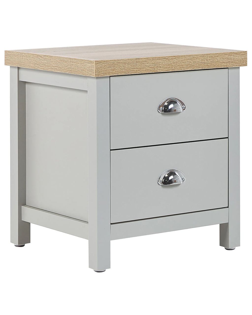 2 Drawer Bedside Table CLIO Light Grey