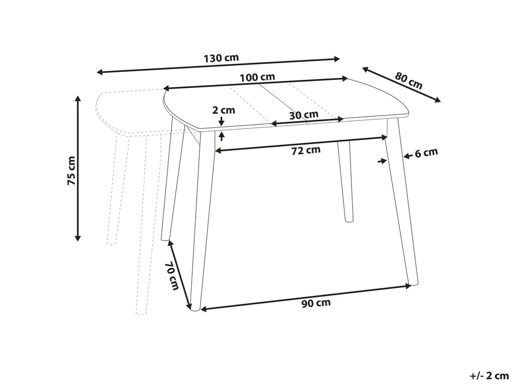 Extending Dining Table Light Brown 100/130 cm 80 cm