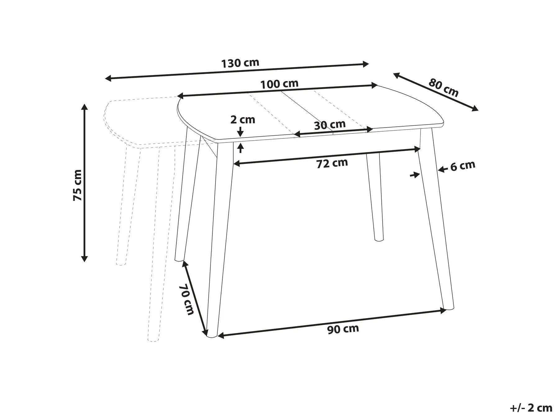 Extending Dining Table Light Brown 100/130 cm 80 cm
