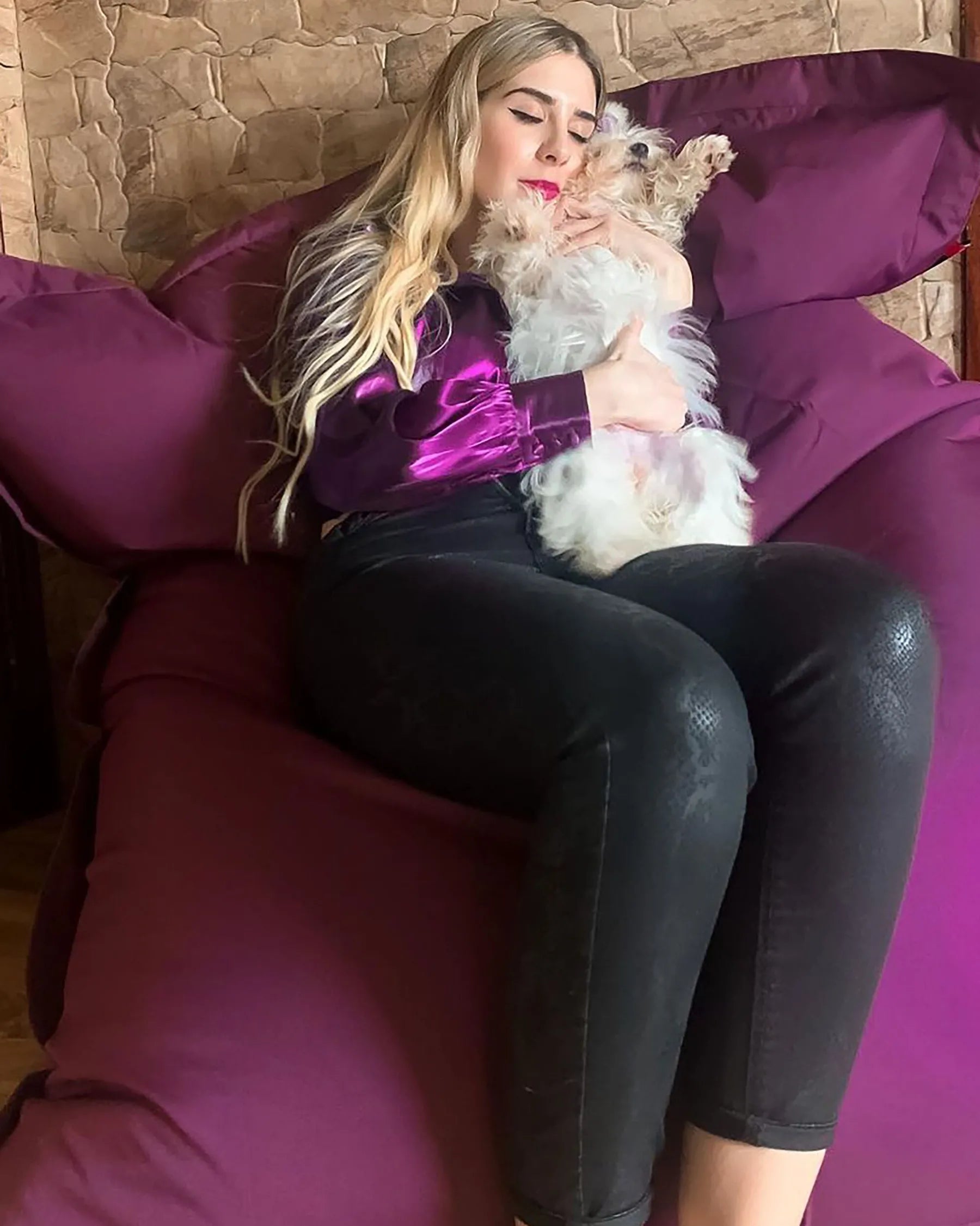 Bean Bag 300 L FUZZY 140 cm 180 cm Purple