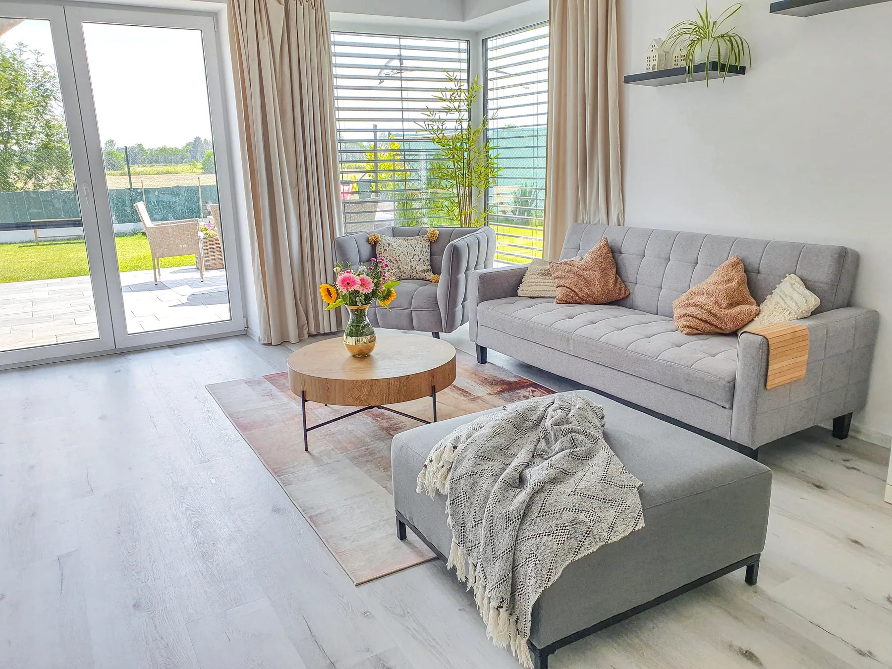 Ottoman ROVIGO Fabric Grey