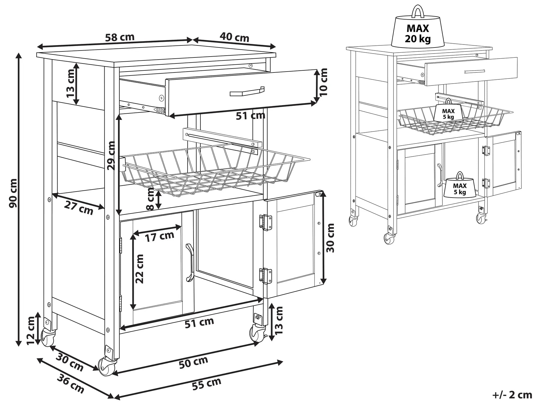 Kitchen Trolley LUGO Black