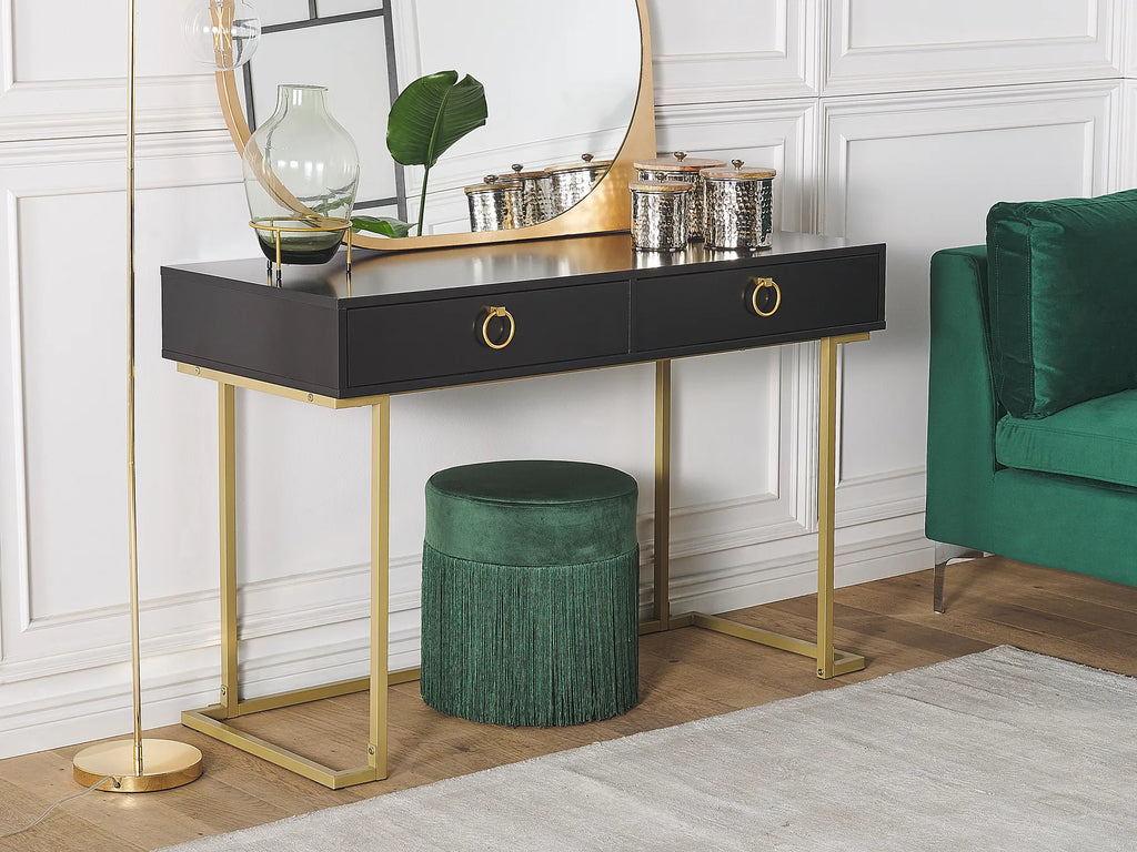 Console Table Home Office Desk WESTPORT Black/ Gold 115 cm 50 cm with Storage