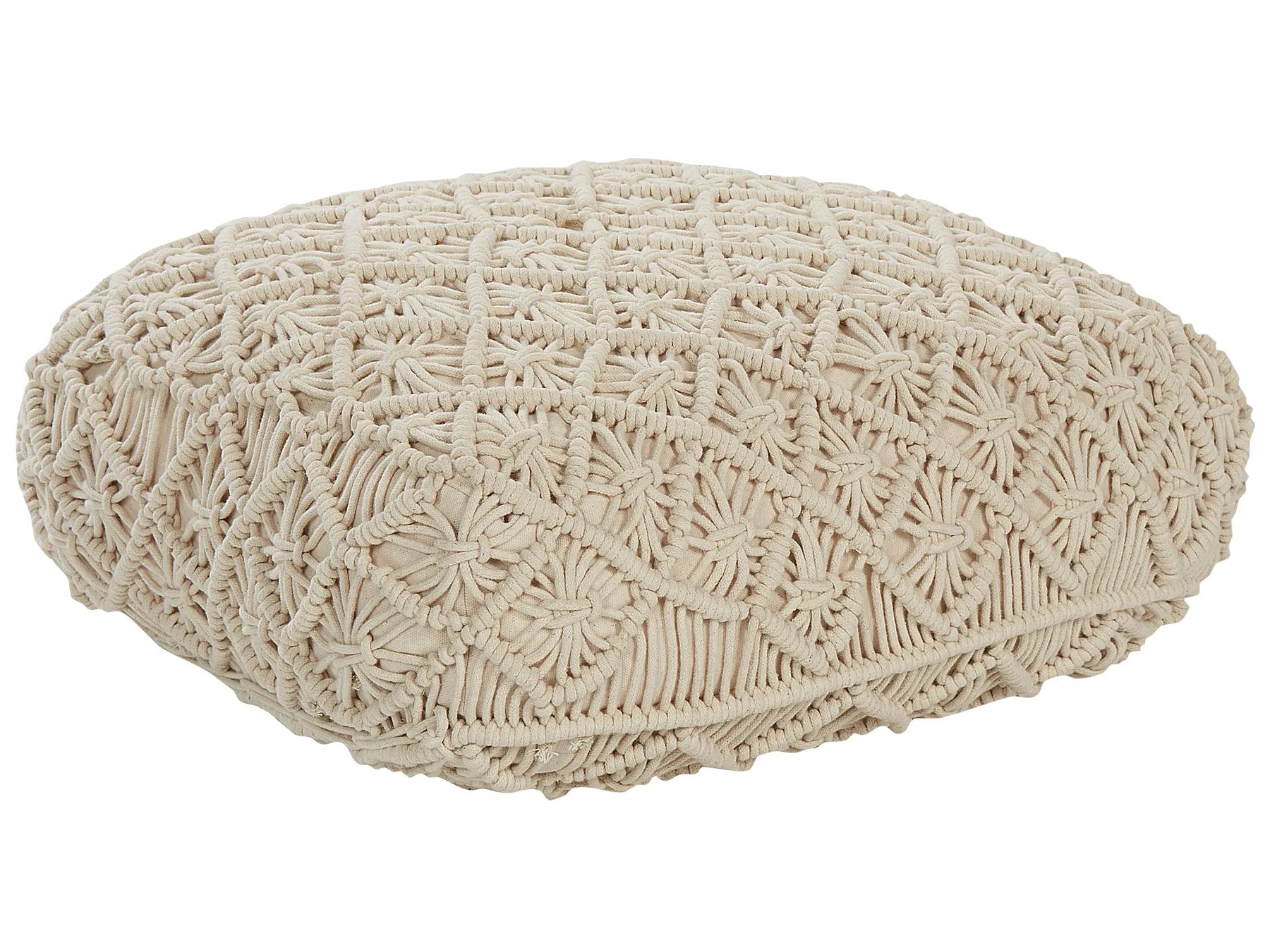 Pouffe Macramé BERRECHID Cotton Beige