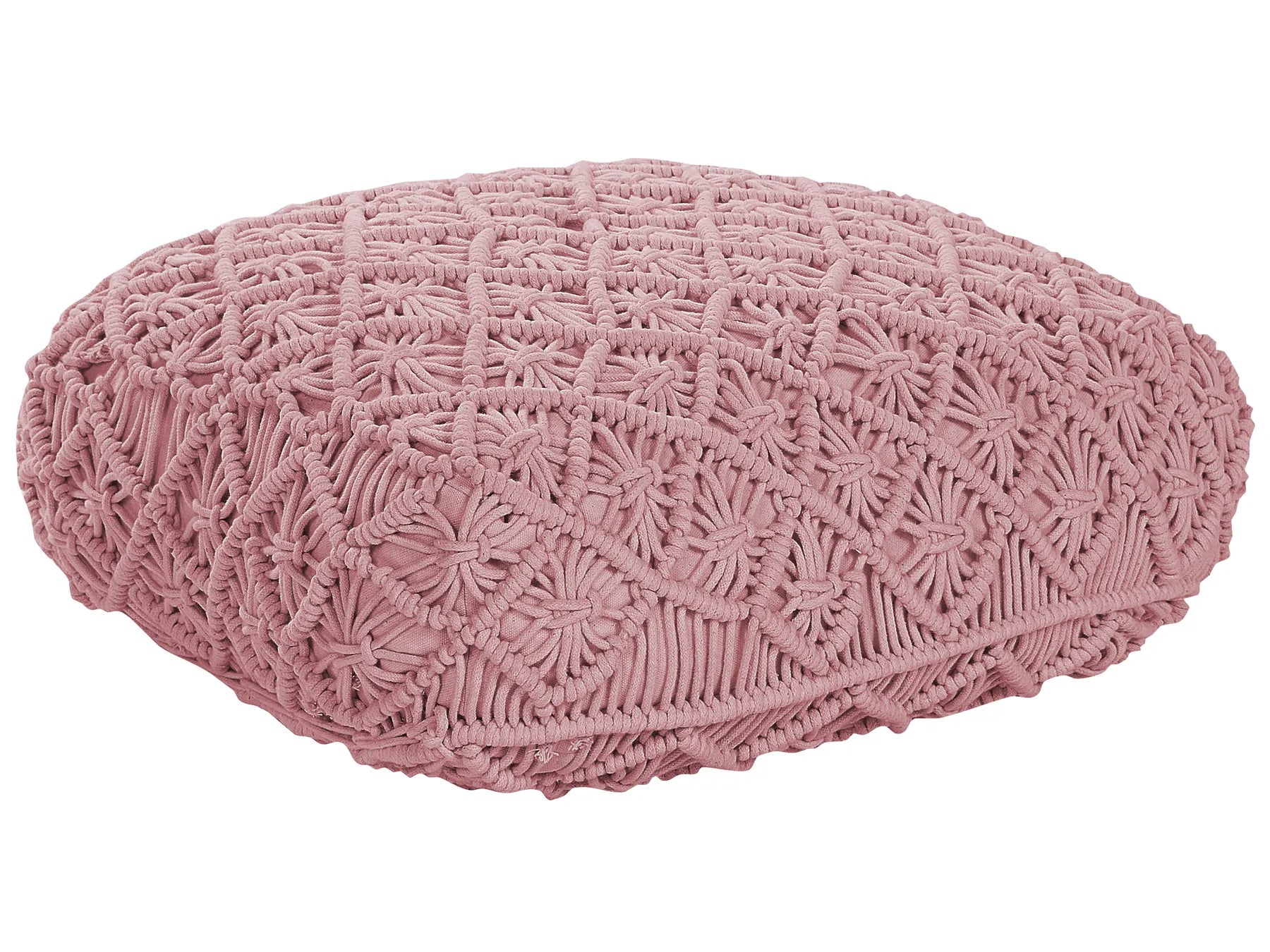 Pouffe Macramé BERRECHID Cotton Pink