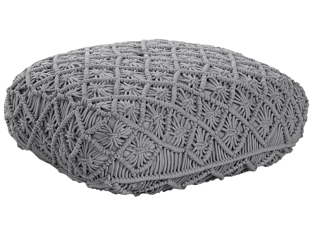 Pouffe Macramé BERRECHID Cotton Grey