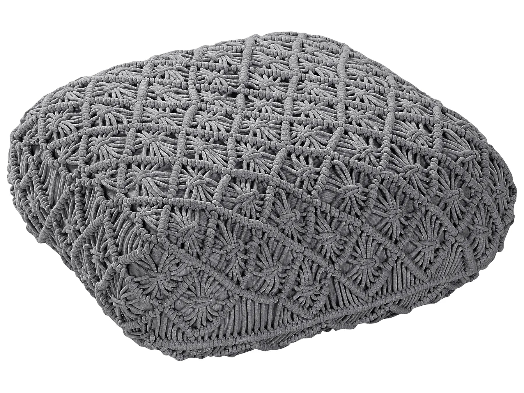 Pouffe Macramé BERRECHID Cotton Grey
