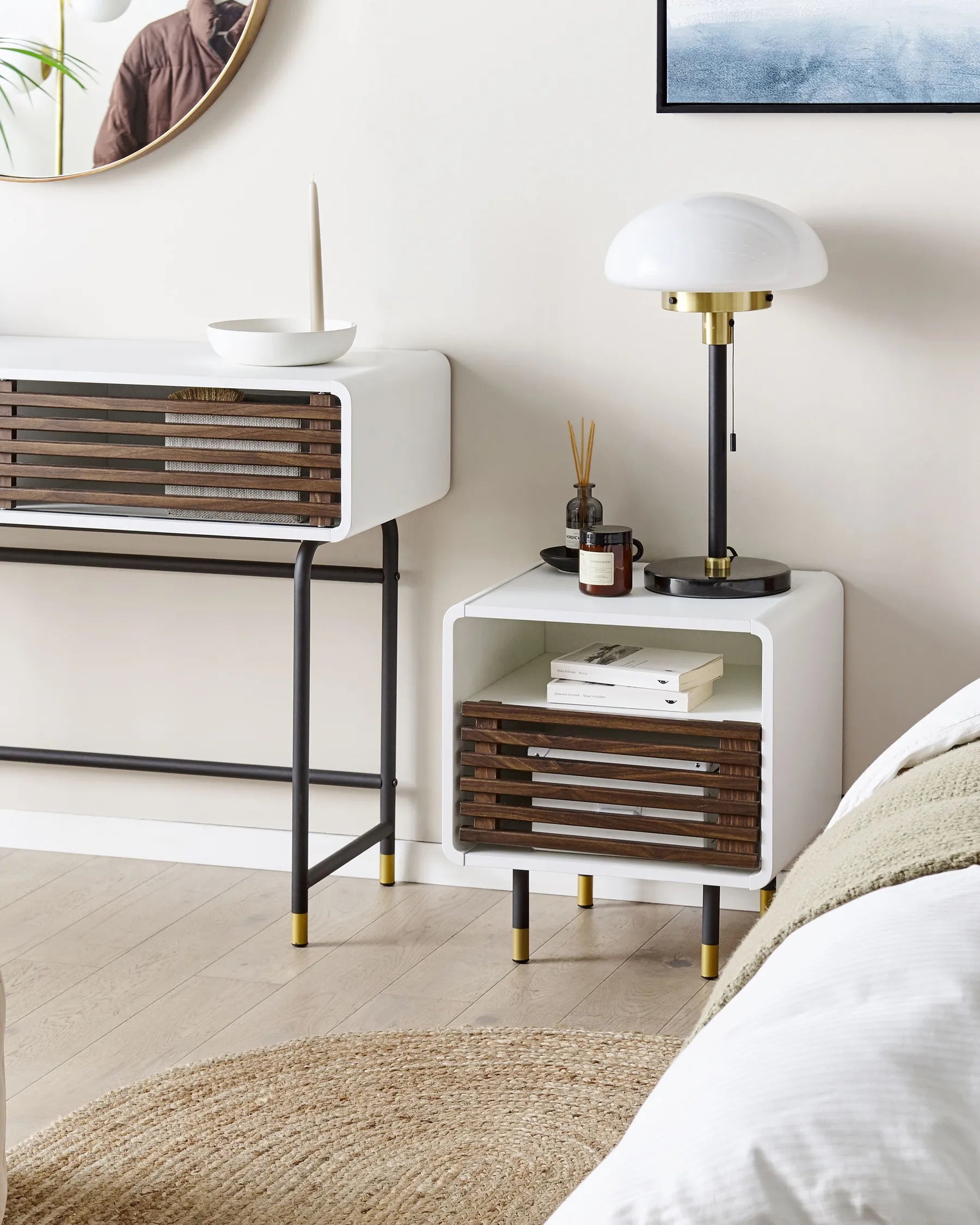 1 Drawer Bedside Table RIFLE White