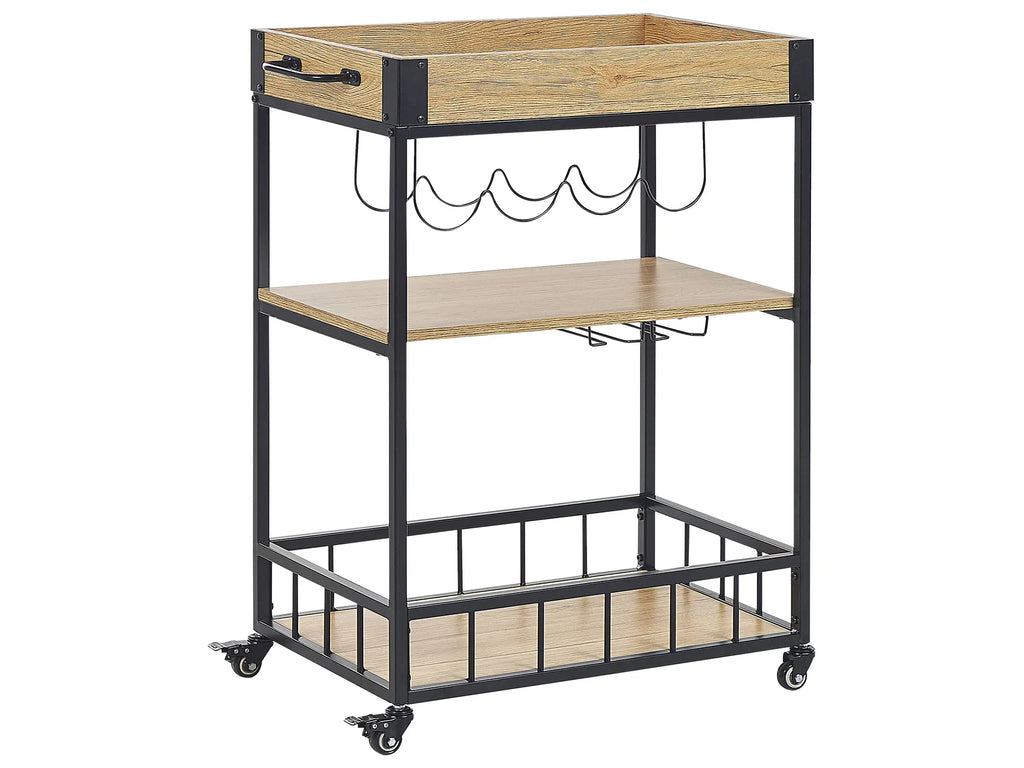Kitchen Trolley HULLET Metal Light Brown