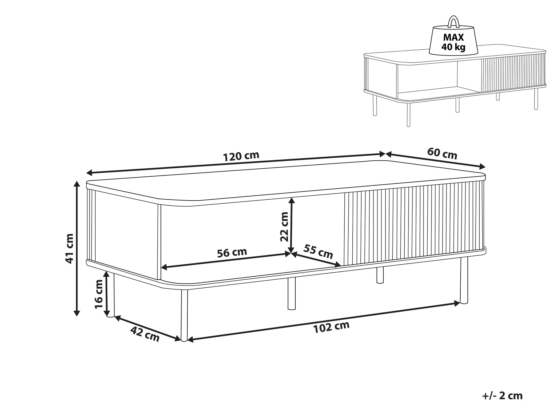 Coffee Table JOSE Dark Brown with Storage