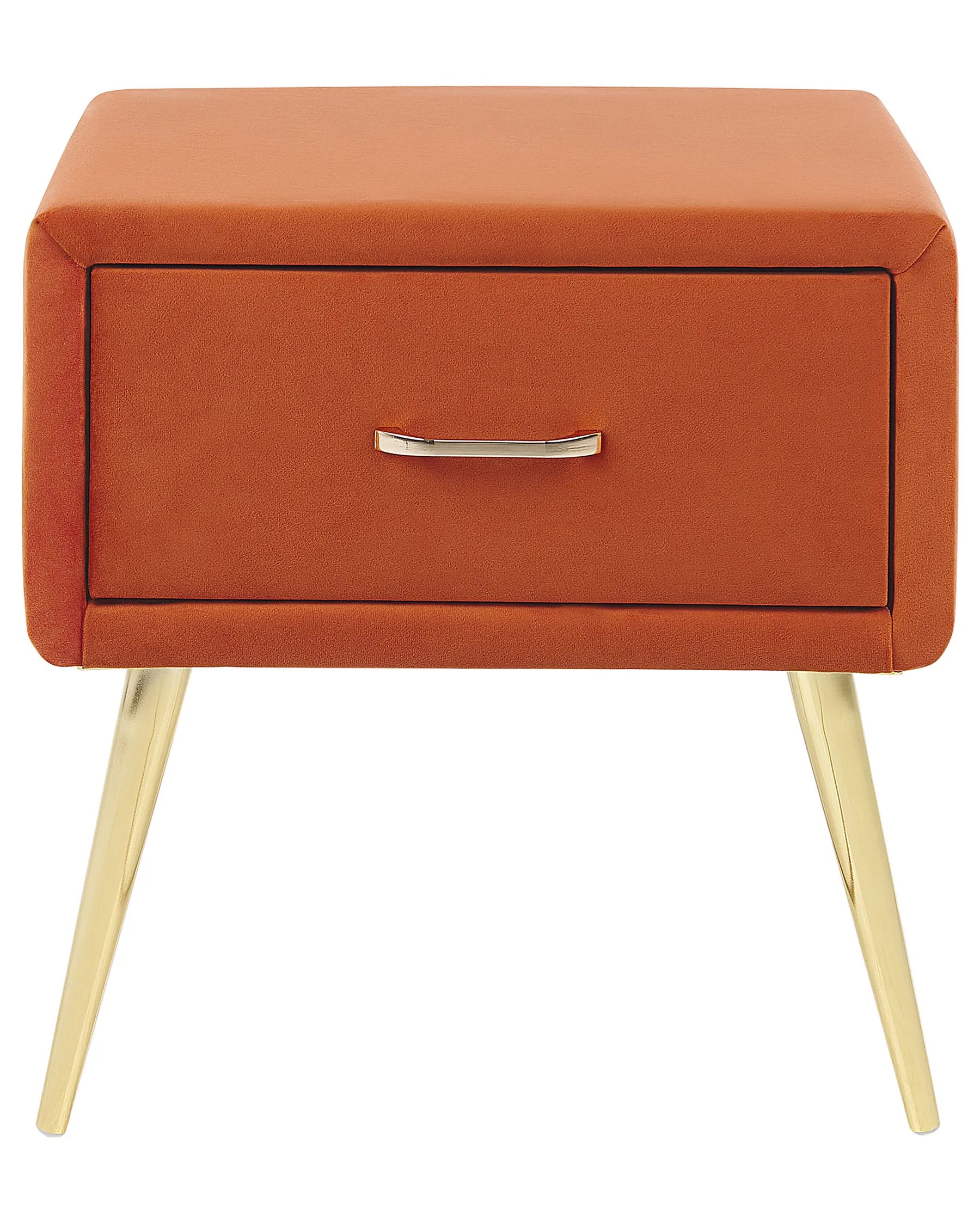 1 Drawer Bedside Table FLAYAT Velvet Orange