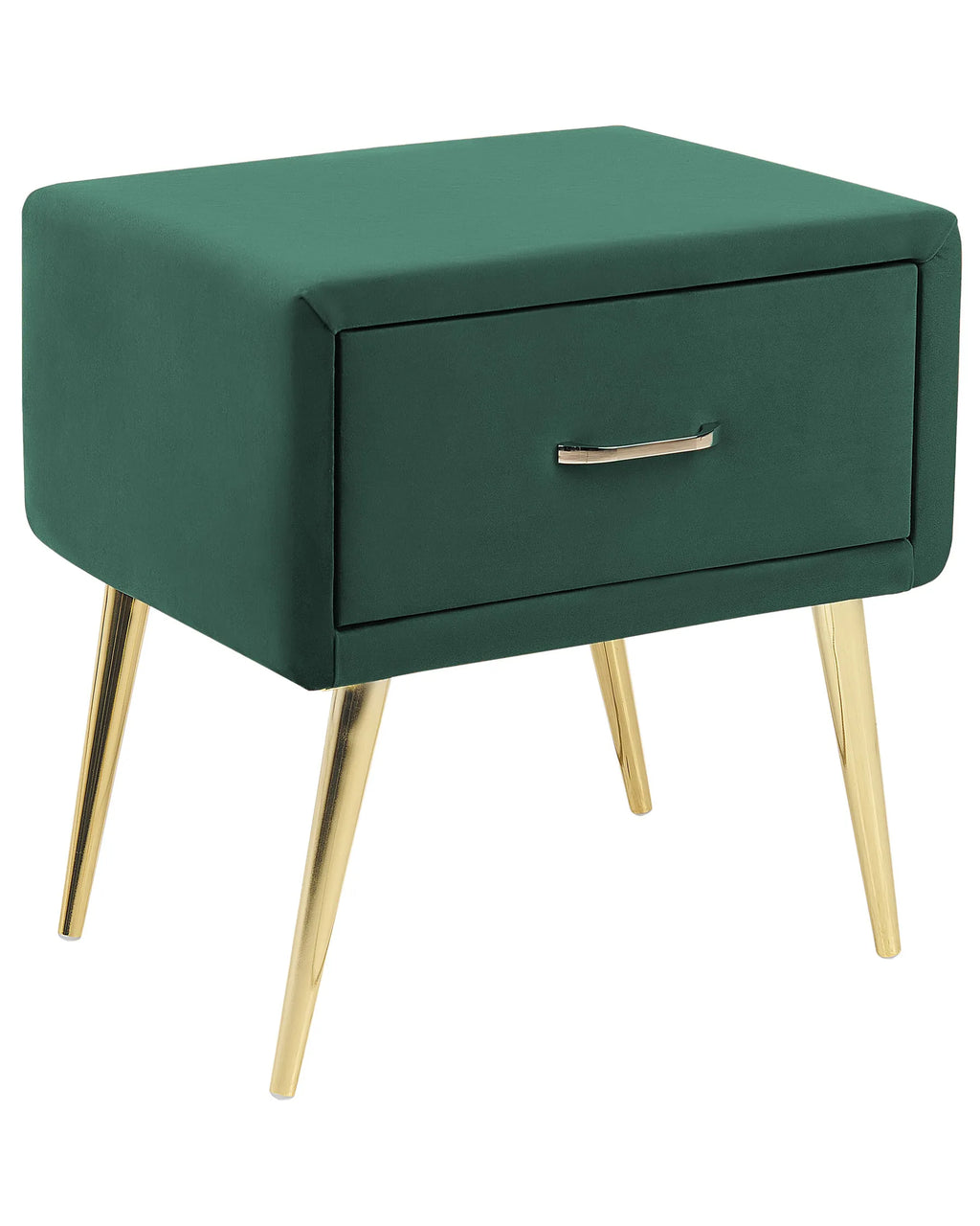 1 Drawer Bedside Table FLAYAT Velvet Emerald Green