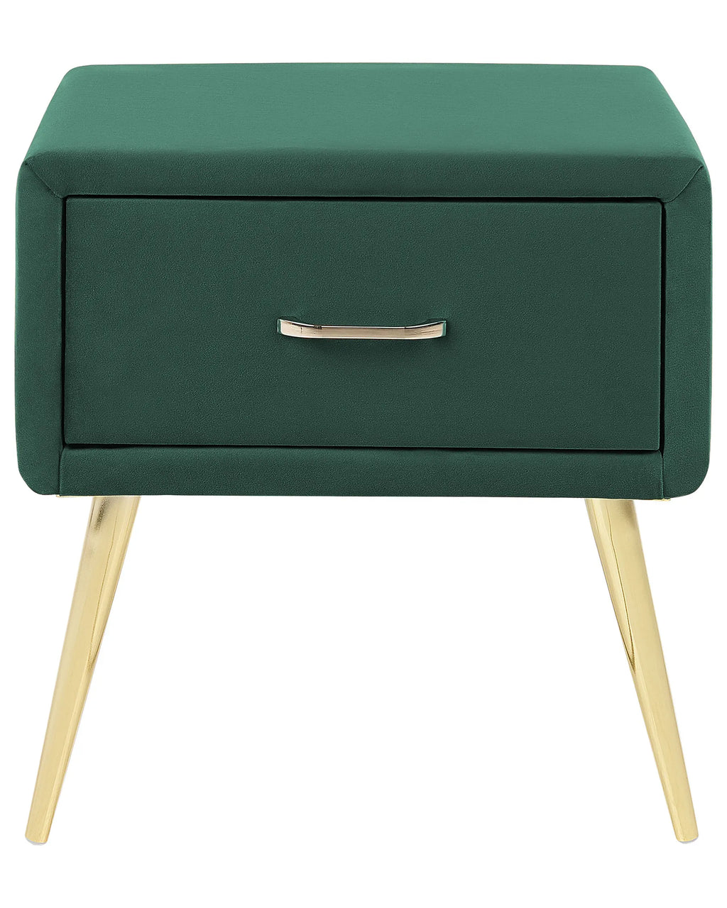 1 Drawer Bedside Table FLAYAT Velvet Emerald Green
