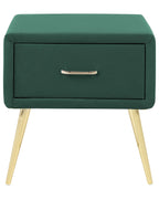 1 Drawer Bedside Table FLAYAT Velvet Emerald Green