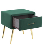 1 Drawer Bedside Table FLAYAT Velvet Emerald Green