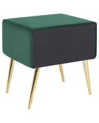 1 Drawer Bedside Table FLAYAT Velvet Emerald Green