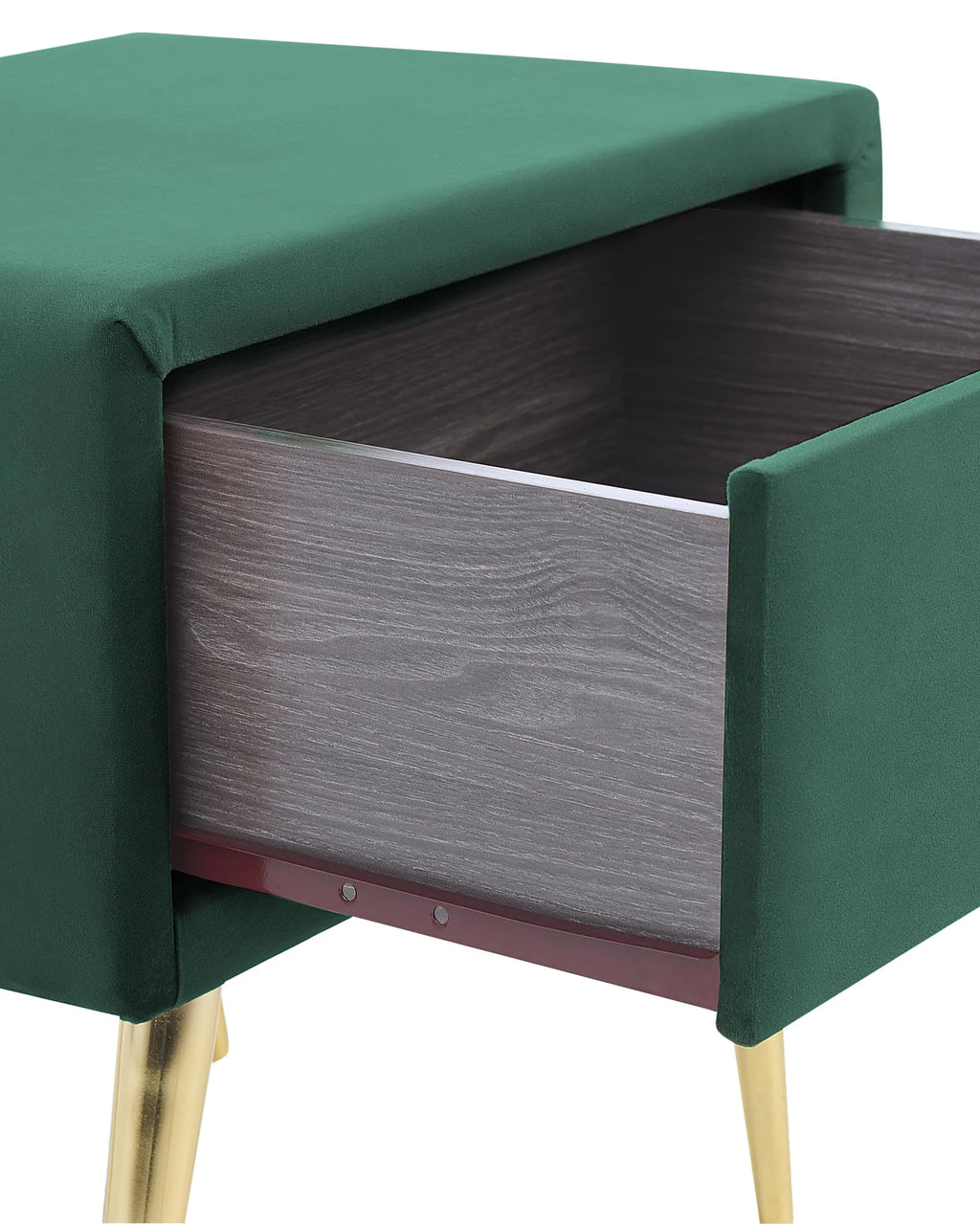1 Drawer Bedside Table FLAYAT Velvet Emerald Green
