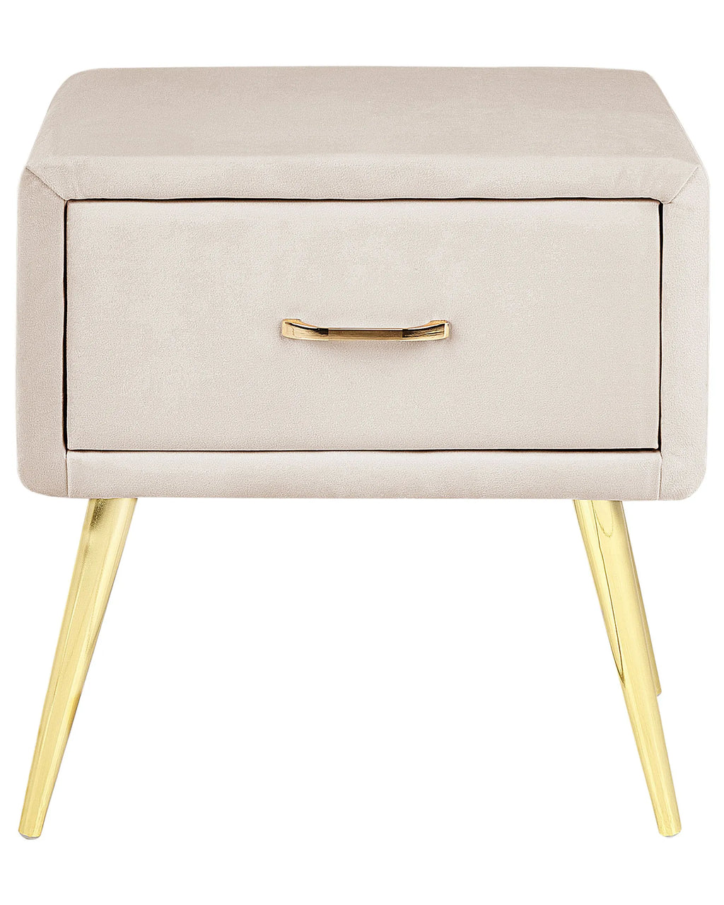 1 Drawer Bedside Table FLAYAT Velvet Light Beige