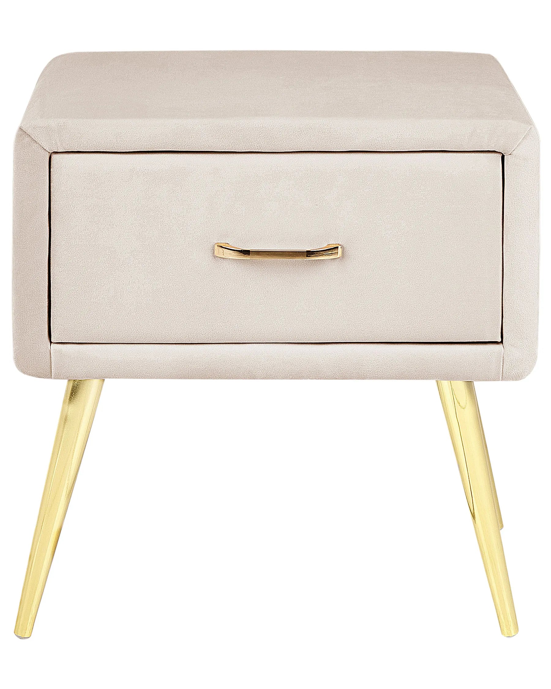1 Drawer Bedside Table FLAYAT Velvet Light Beige
