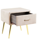 1 Drawer Bedside Table FLAYAT Velvet Light Beige