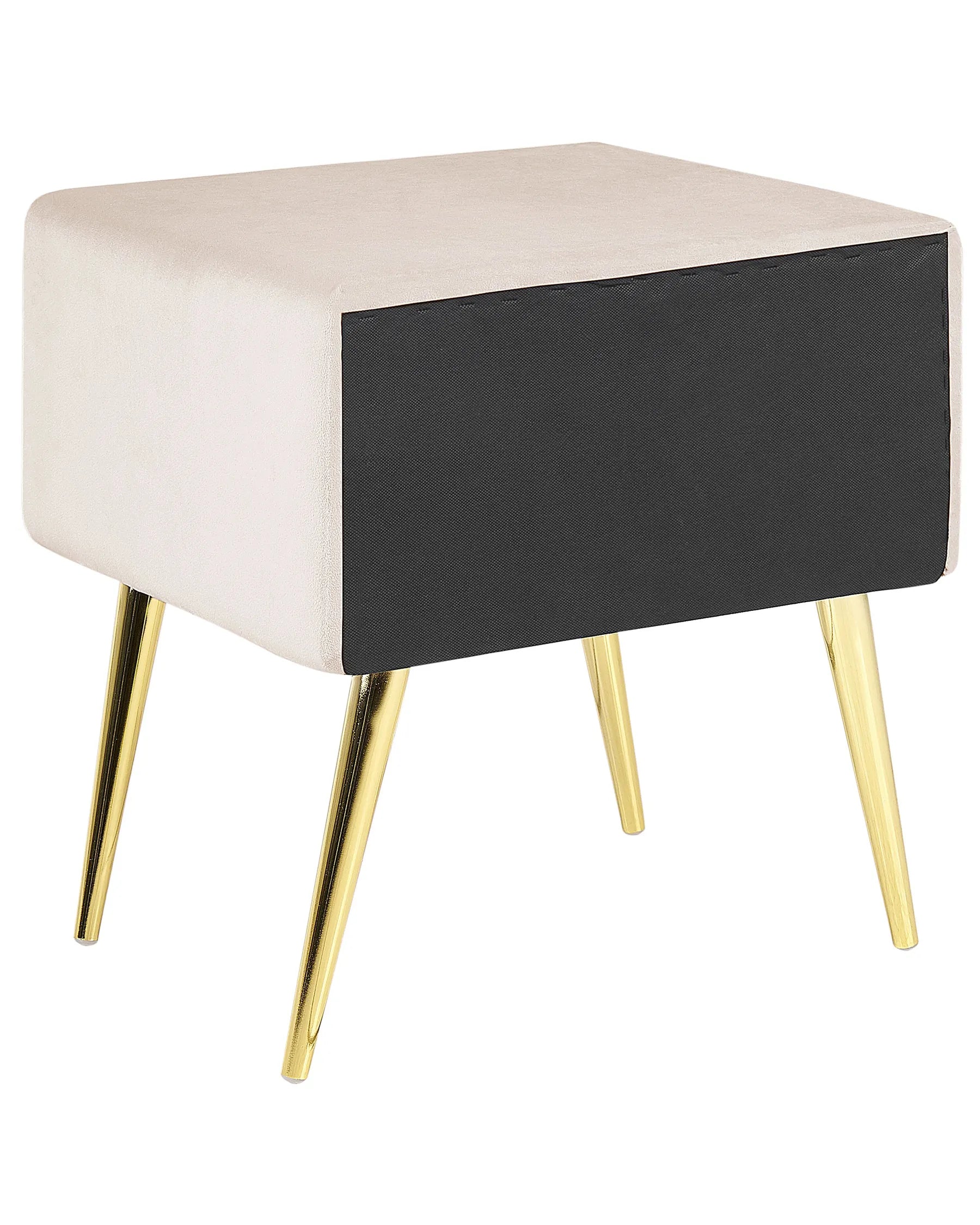 1 Drawer Bedside Table FLAYAT Velvet Light Beige