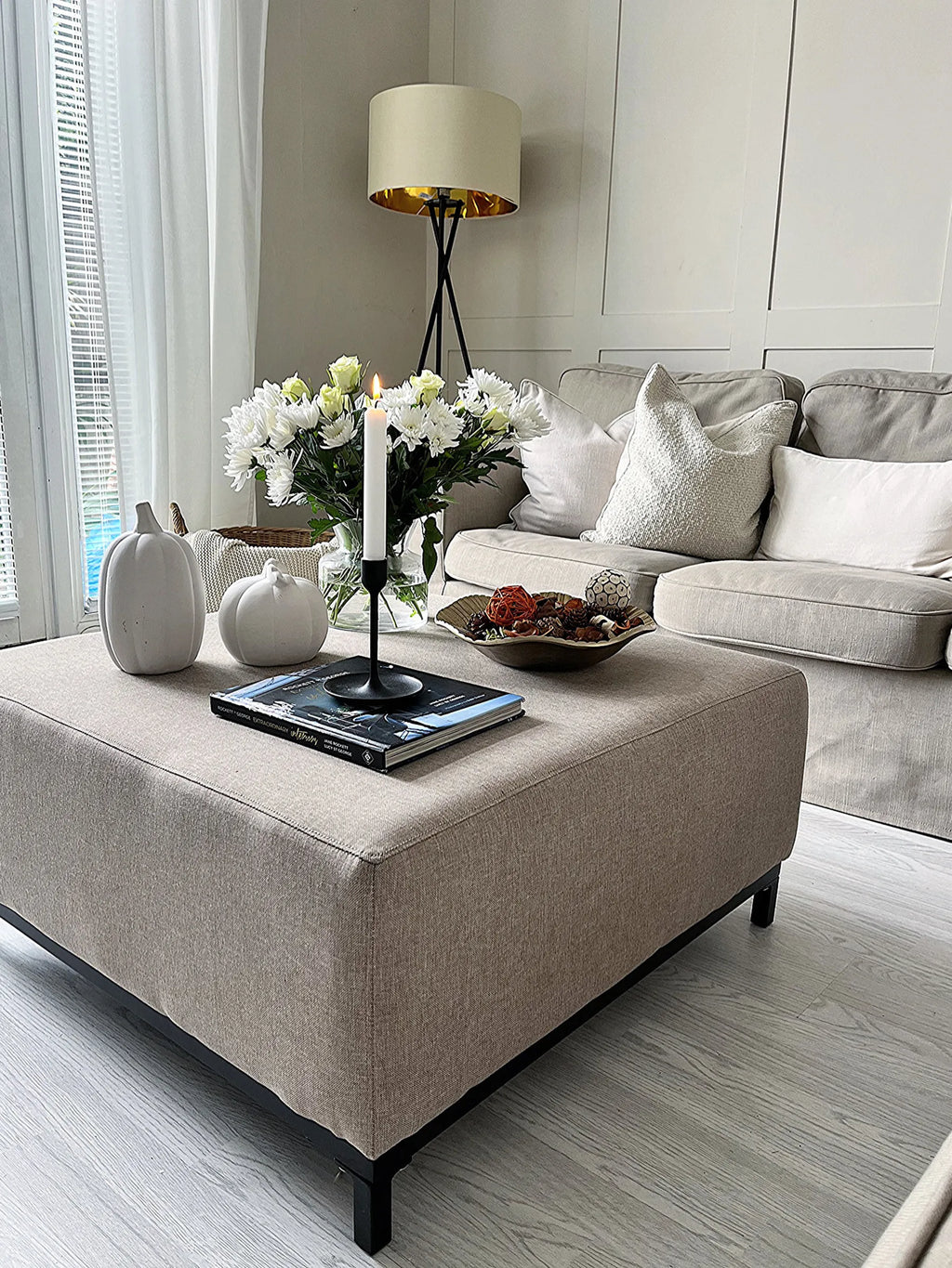 Ottoman ROVIGO Fabric Beige