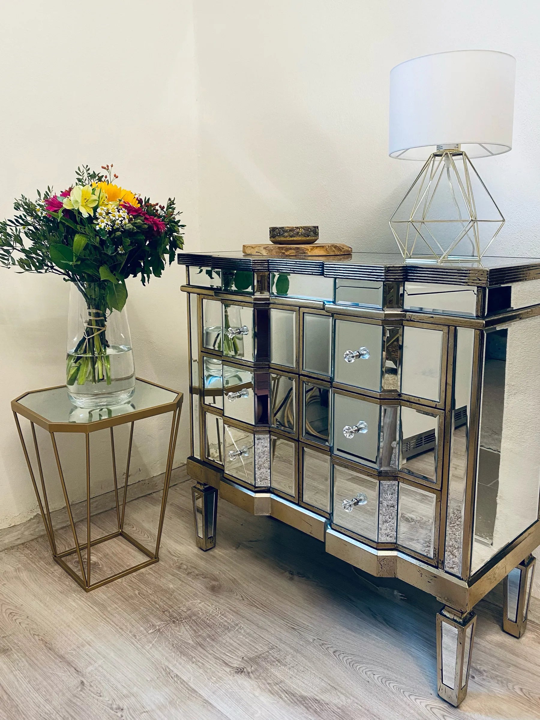 Set of 2 Side Tables SIERRA Glass Gold