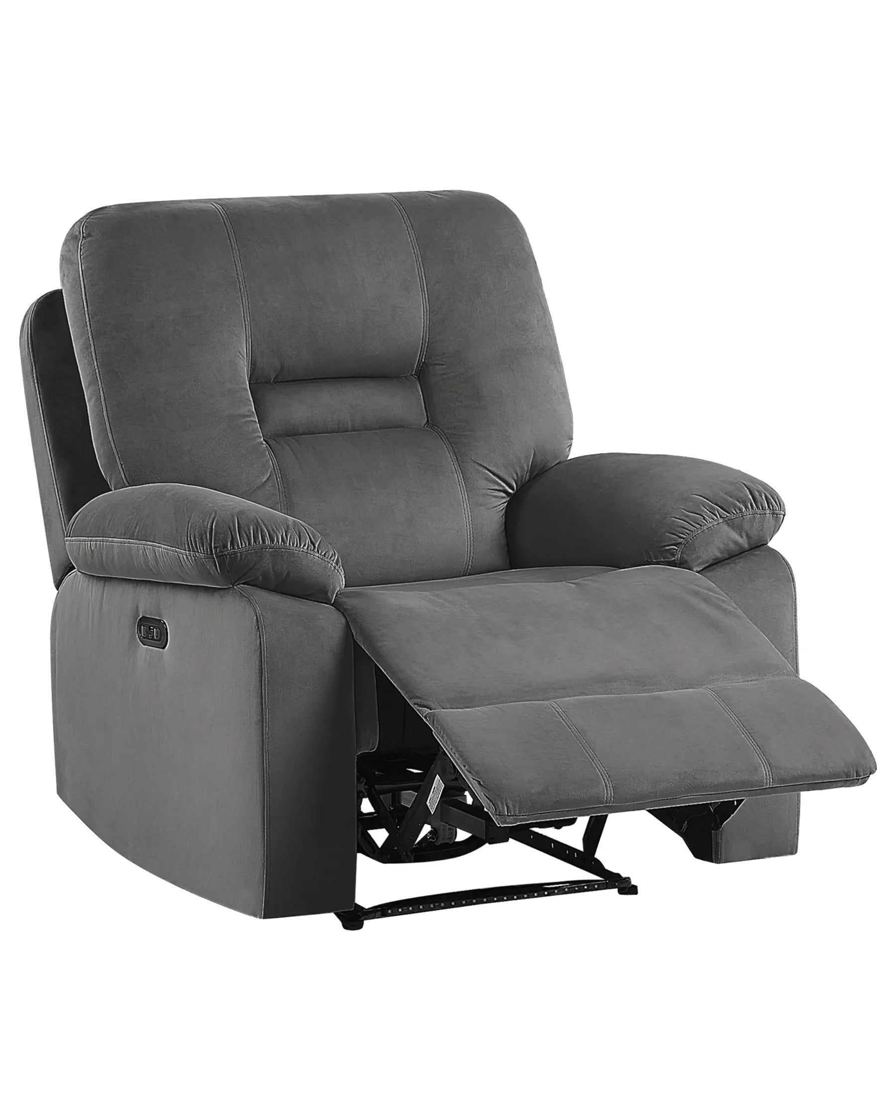 Electric Recliner Chair BERGEN With Footrest LED Velvet Dark Grey