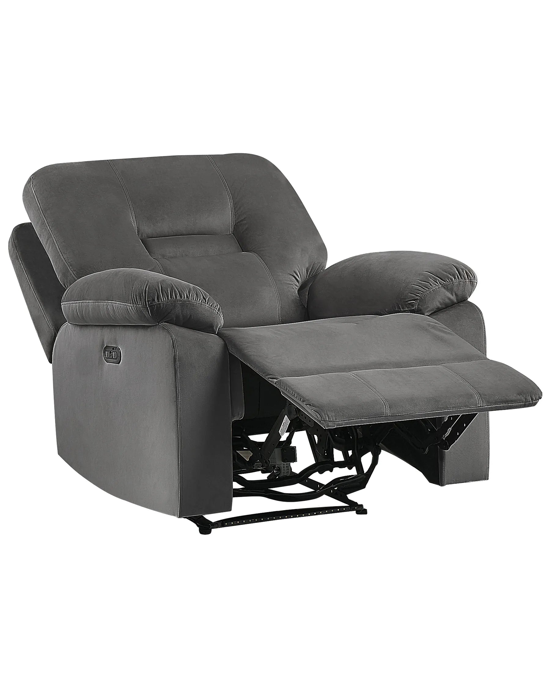 Electric Recliner Chair BERGEN With Footrest LED Velvet Dark Grey