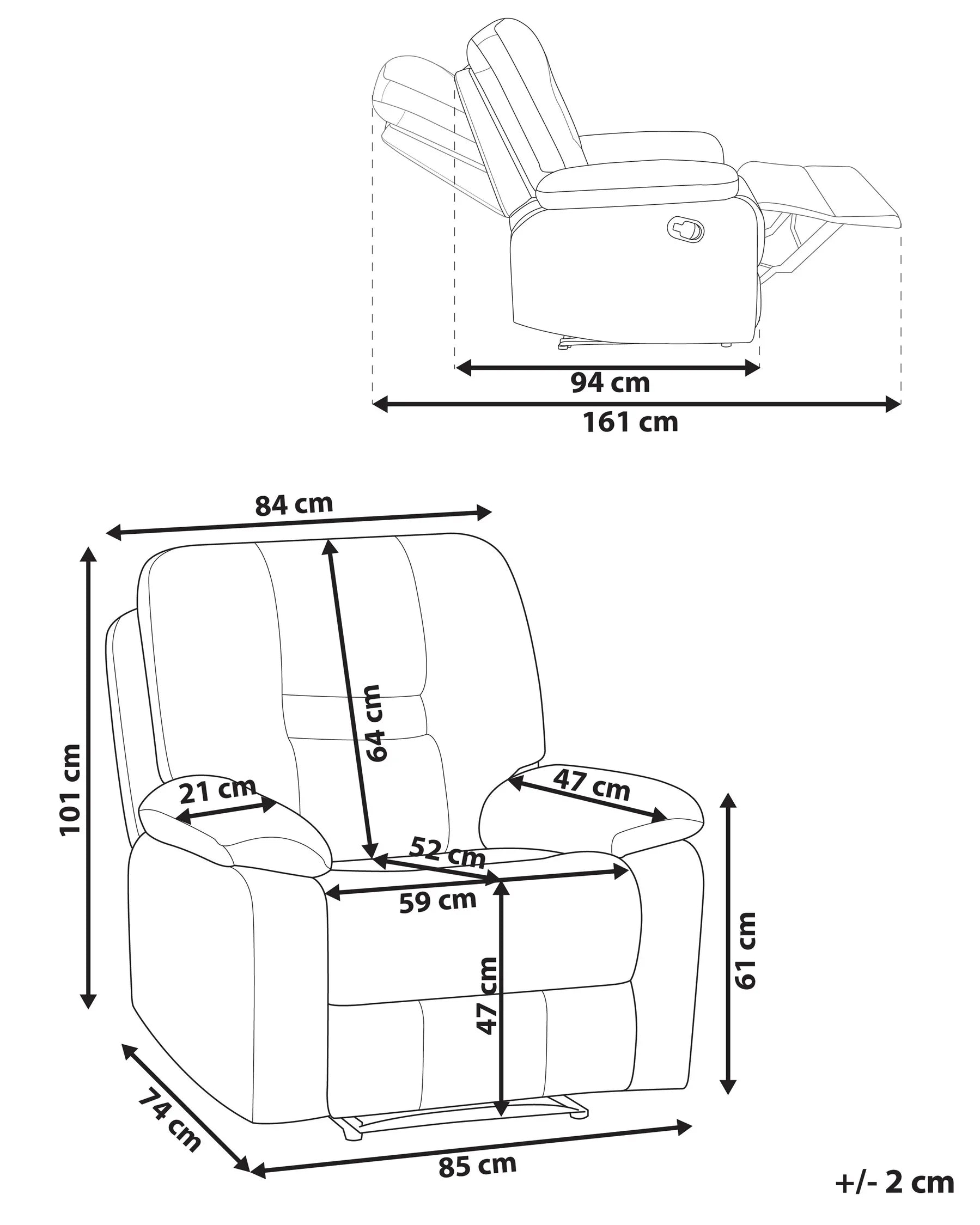 Electric Recliner Chair BERGEN With Footrest LED Velvet Dark Grey