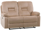 Electric Recliner Sofa 2 Seater BERGEN Velvet Sand Beige with USB Port